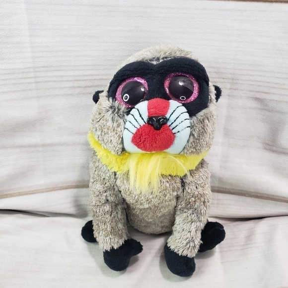 TY Beanie Boos Wasabi Baboon 6 Inch Plush Stuffed Animal 2019 Pink Eyes TySilk - Picture 6 of 6